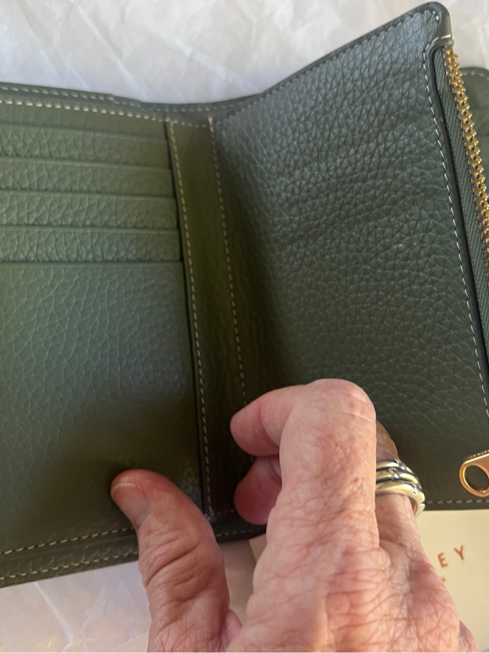 NEW: RADLEY LONDON Hillgate Medium wallet, green/olive Pebbled leather - Picture 7 of 9